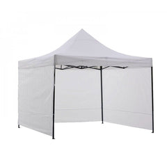 Cort de gradina 3x3 m pavilion 3 pereti inaltime reglabila cadru otel alb