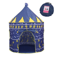 Cort tip castel pentru copii model luna si stele interiore-terior 135-105 cm