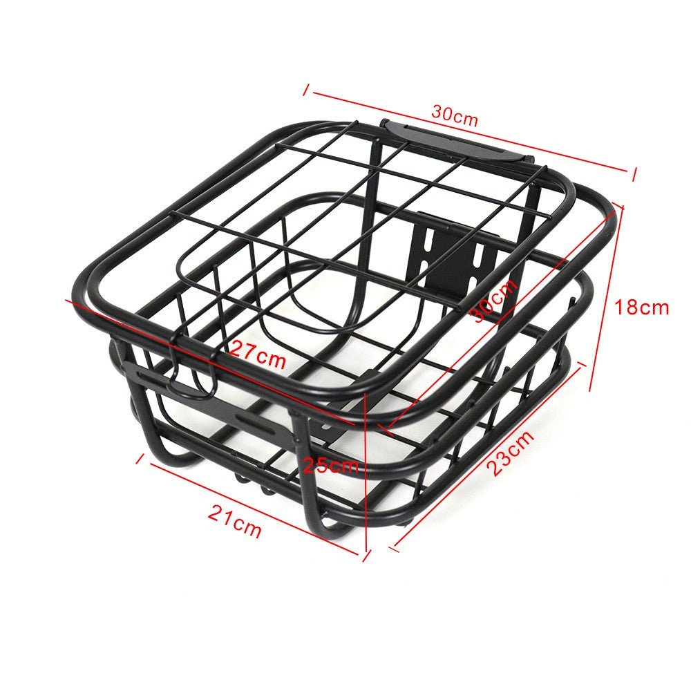Cos bicicleta metalic montare in partea frontala capac 30-23-25 cm Negru
