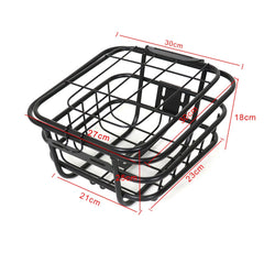 Cos bicicleta metalic montare in partea frontala capac 30-23-25 cm Negru