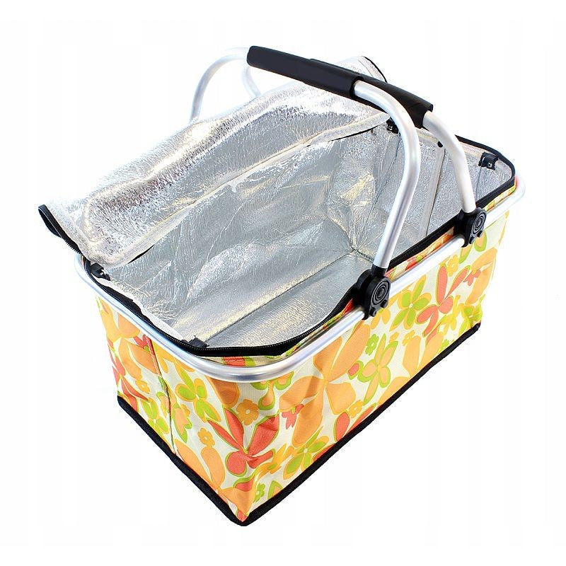 Cos de picnic pliabil izolat termic cadru aluminiu maner cauciucat 41-23-27 cm