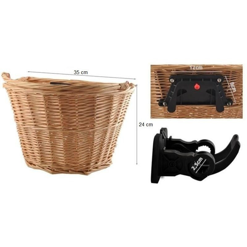 Cos rachita pentru bicicleta detasabil cu sistem clip on montare pe ghidon maro natur