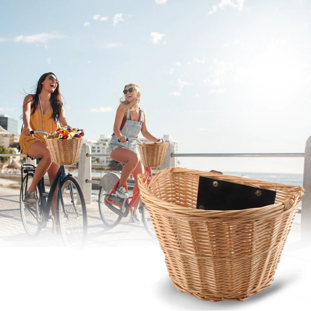 Cos rachita pentru bicicleta detasabil cu sistem clip on montare pe ghidon maro natur