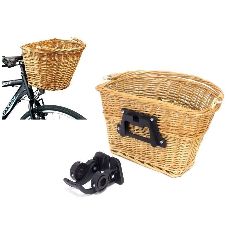 Cos rachita pentru bicicleta detasabil cu sistem clip on montare pe ghidon maro natur