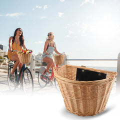Cos rachita pentru bicicleta detasabil cu sistem clip on montare pe ghidon maro natur
