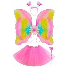 Costum Fluture pentru fetite 4 piese multicolor fusta aripi bagheta 3-10 ani