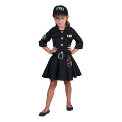 Costum Ofiter FBI fetite din 3 piese rochie curea palarie marime 152