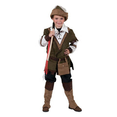 Costum Robin Hood baieti set carnaval 4 piese verde-maro marime 128