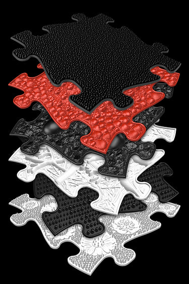 Covoras ortopedic Senzorial Puzzle Set  Rosu si Negru pentru bebelusi Muffik