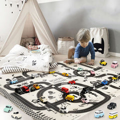 Covoras pentru copii imprimeu Pista Auto 2 Fete Impermeabil  83x57 cm