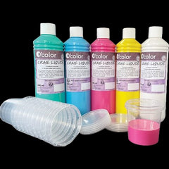 Creta lichida pentru asfalt 5 - 500 ml si 10 recipiente pentru pictura