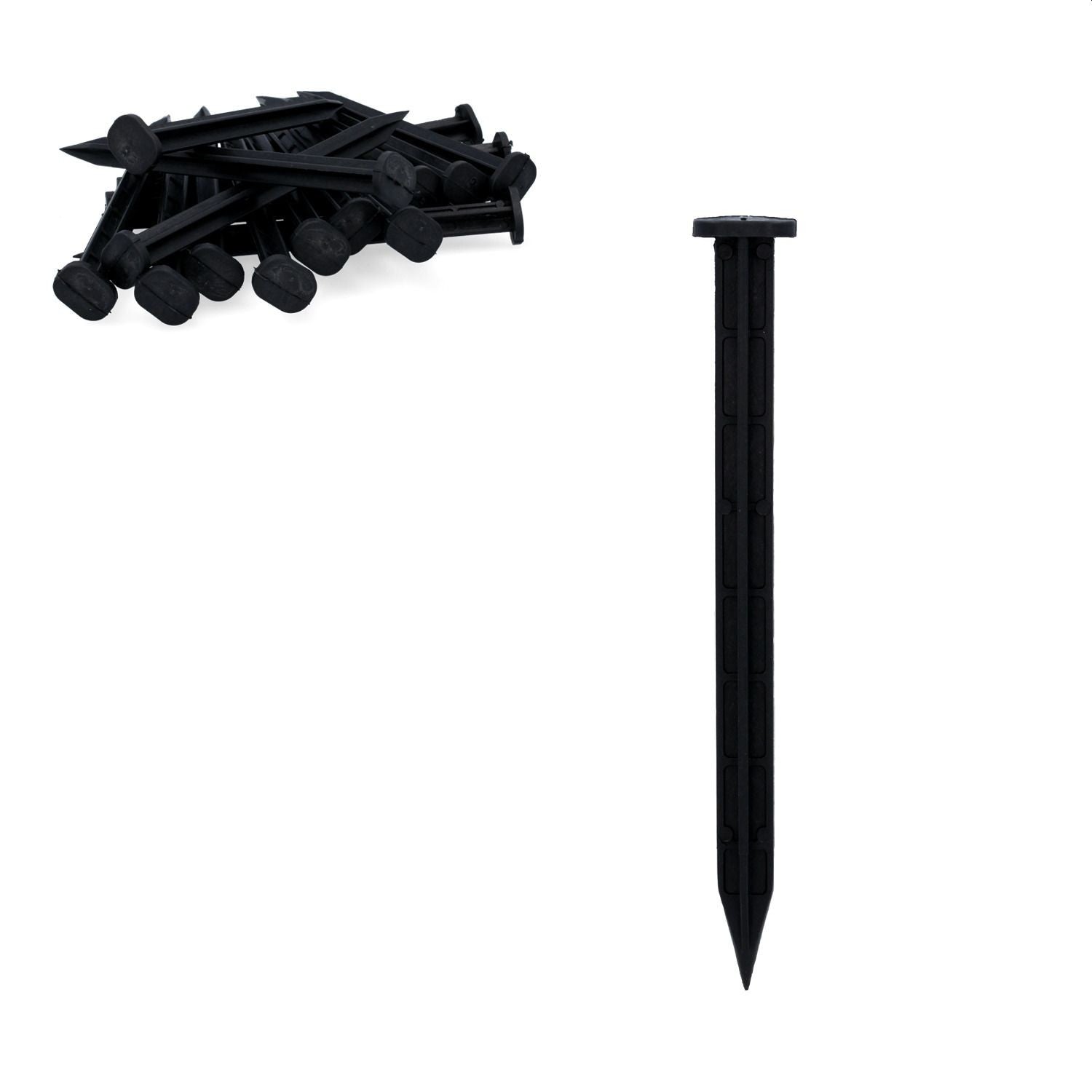 Cuie plastic pentru fixare separator gazon lungime 20 cm negri