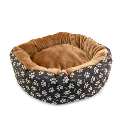 Culcus moale cu perna pentru Caine Pisica culoare crem-maron 50 cm