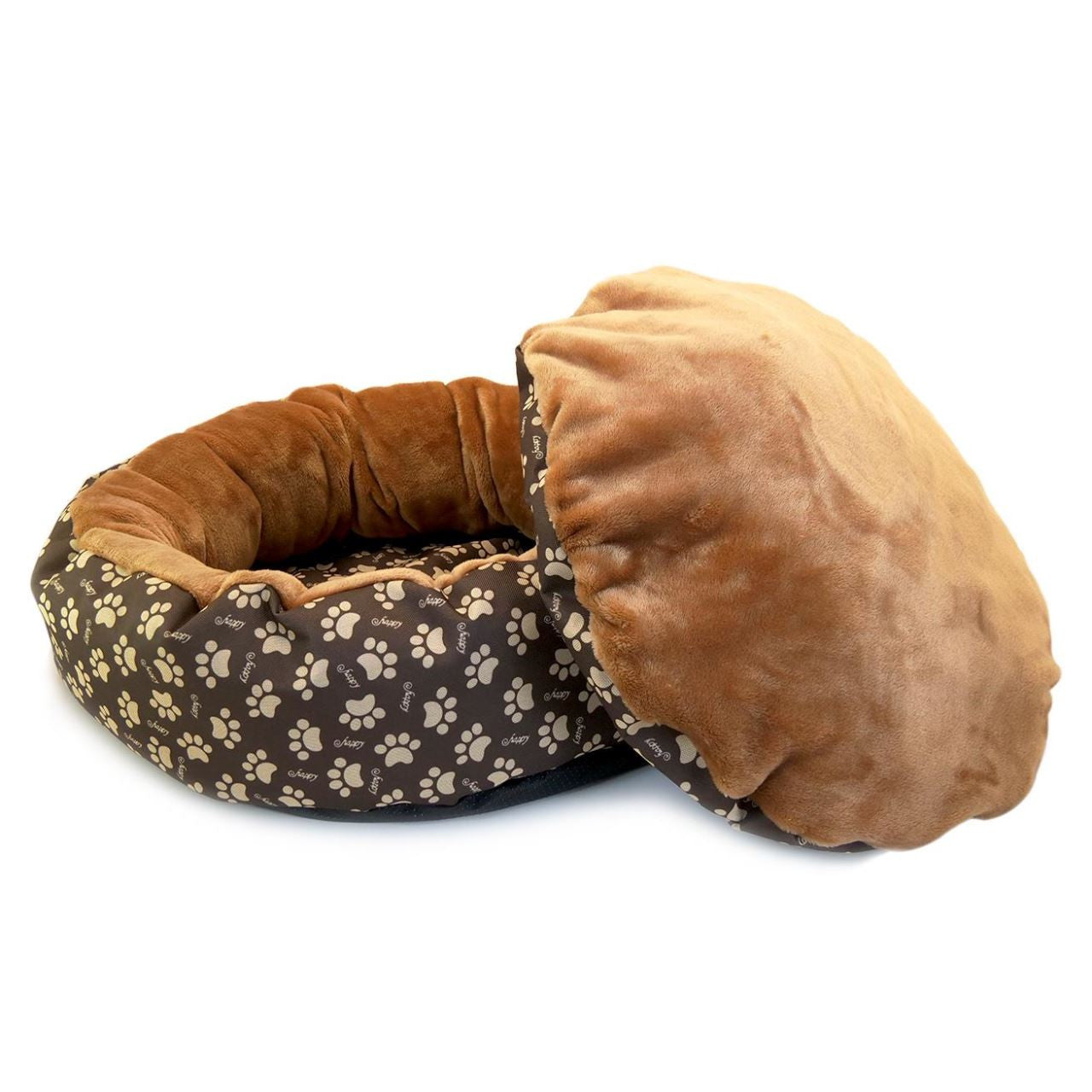 Culcus moale cu perna pentru Caine Pisica culoare crem-maron 50 cm
