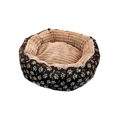 Culcus moale cu perna pentru caine pisica culoare maro-raiat 50 cm
