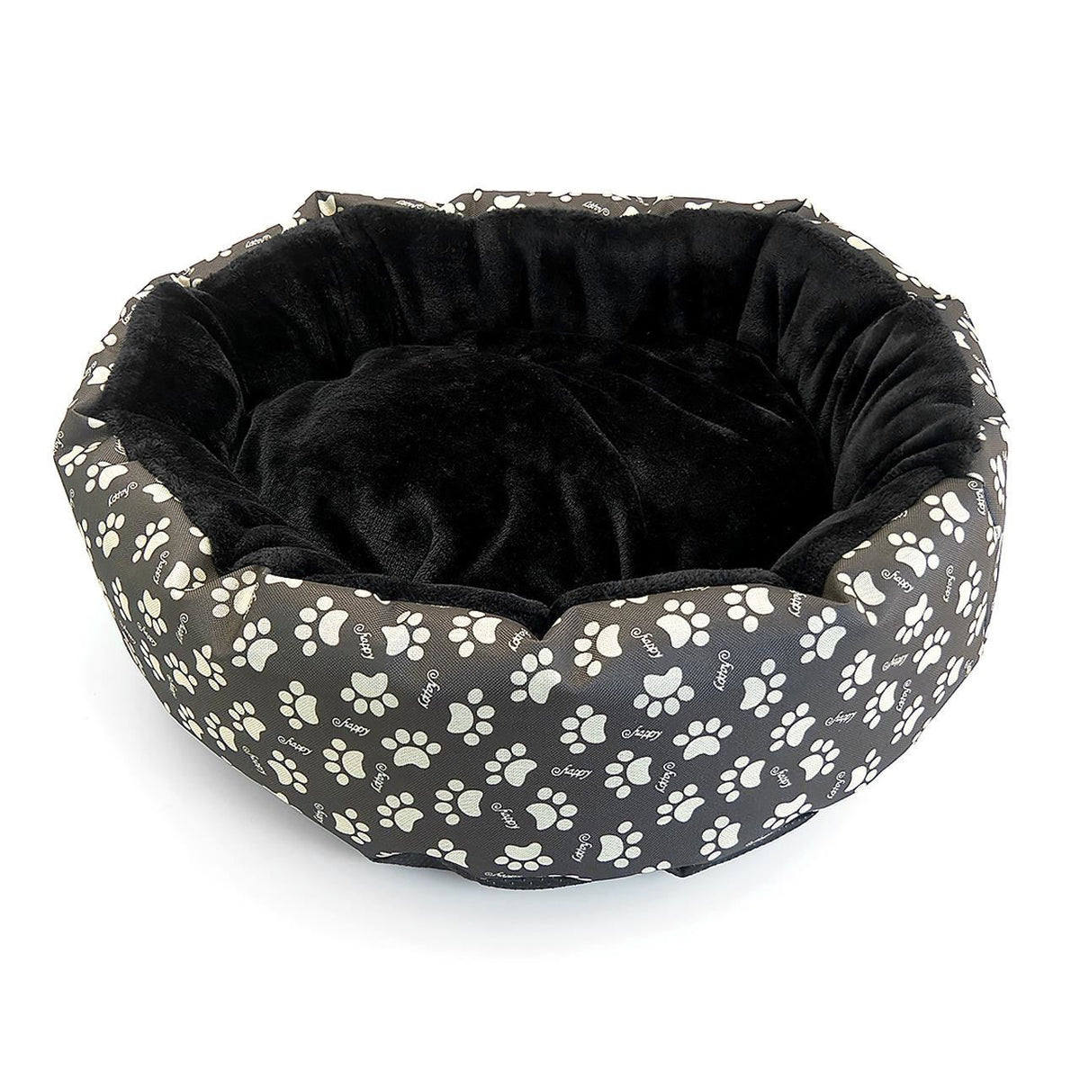 Culcus moale cu perna pentru caine pisica culoare negru 50 cm