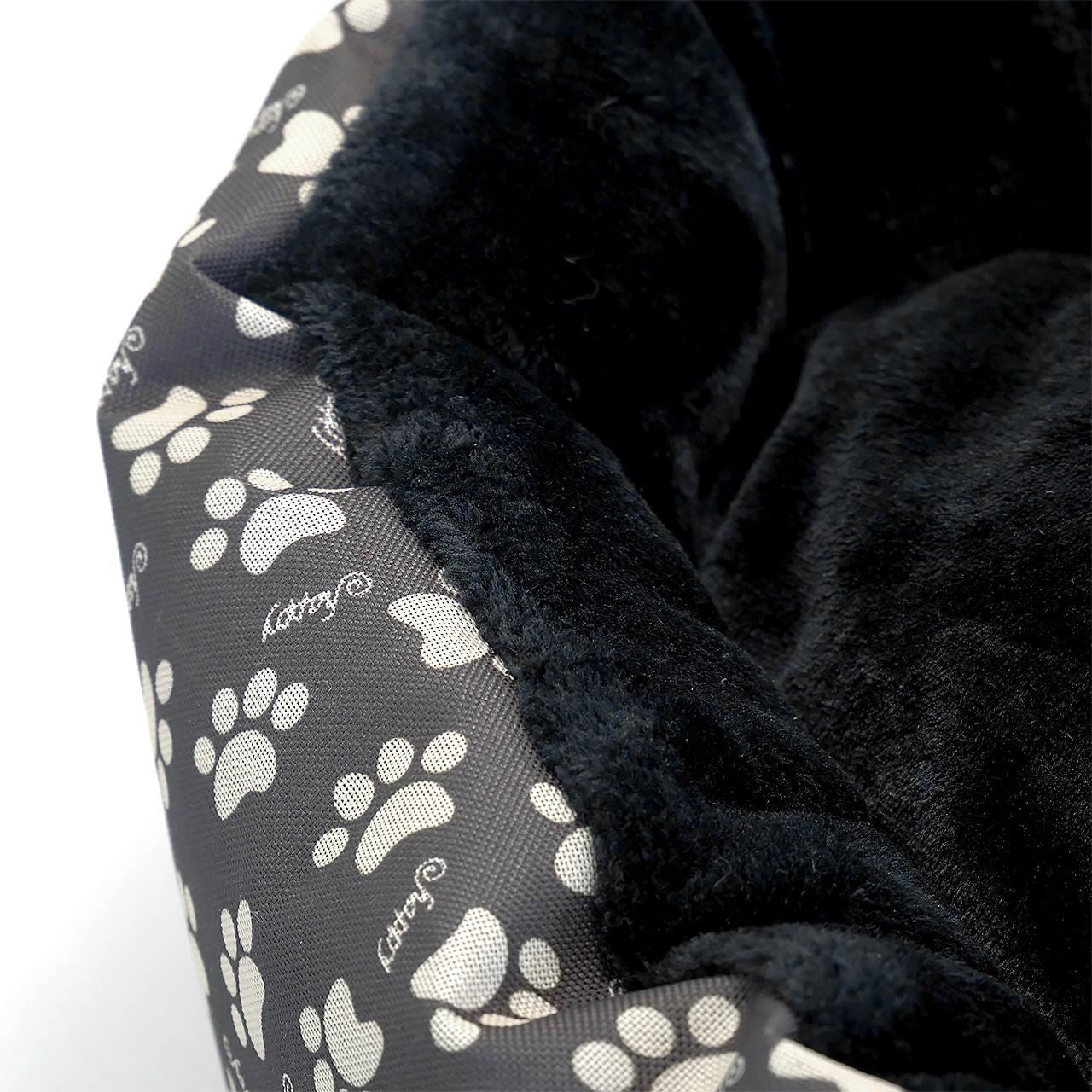 Culcus moale cu perna pentru caine pisica culoare negru 50 cm