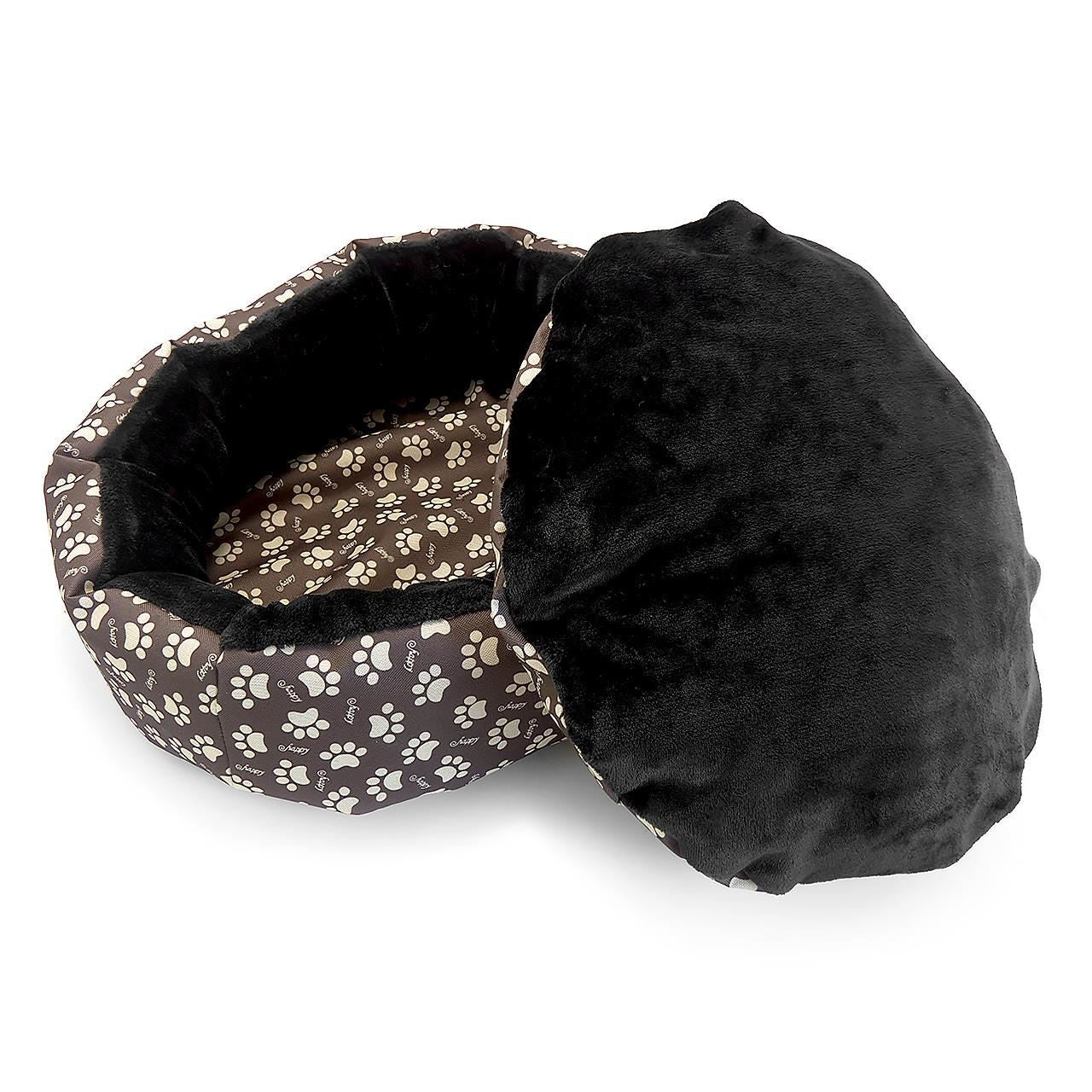 Culcus moale cu perna pentru caine pisica culoare negru 50 cm