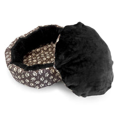 Culcus moale cu perna pentru caine pisica culoare negru 50 cm