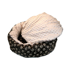 Culcus moale cu perna pentru caine pisica Model Minky culoare crem-maro