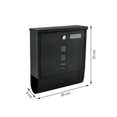 Cutie postala cu suport pentru ziare 2 chei de exterior 33x30x8.5 cm metal negru
