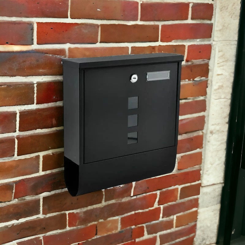 Cutie postala cu suport pentru ziare 2 chei de exterior 33x30x8.5 cm metal negru