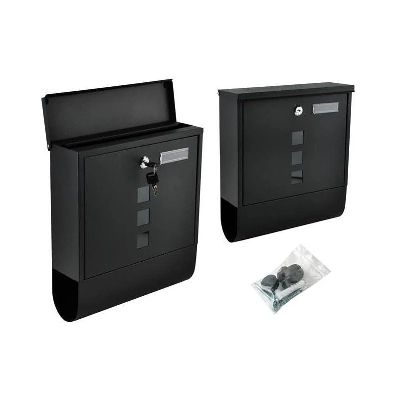 Cutie postala cu suport pentru ziare 2 chei de exterior 33x30x8.5 cm metal negru