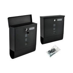 Cutie postala cu suport pentru ziare 2 chei de exterior 33x30x8.5 cm metal negru
