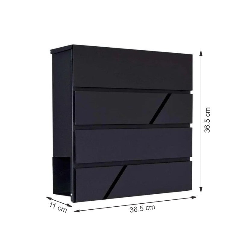 Cutie postala design modern 2 chei suport ziare capac rabatabil otel galvanizat 36.5 x 36.5 x 11 cm
