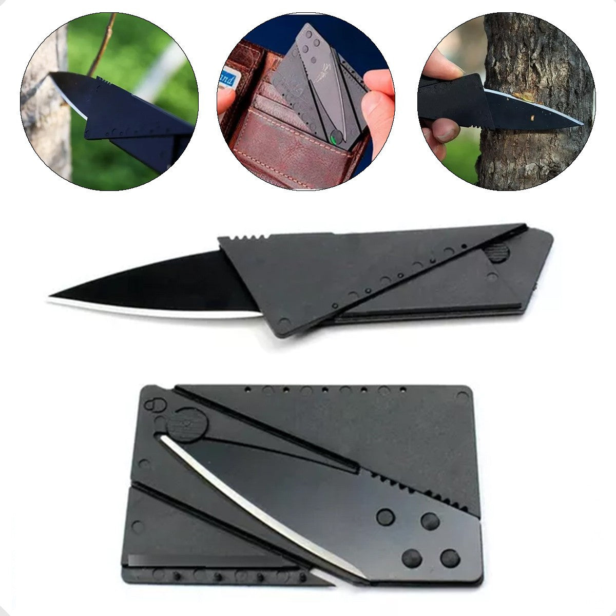 Cutit multifunctional pliabil tip card credit lungime totala 14.5 cm negru
