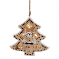 Decoratiune Craciun Bradut lemn 3D Iluminata LED 23 cm