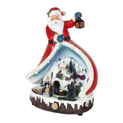 Decoratiune de Craciun Sceneta Muzicala cu ornament Mos Craciun si Trenulet 31 cm