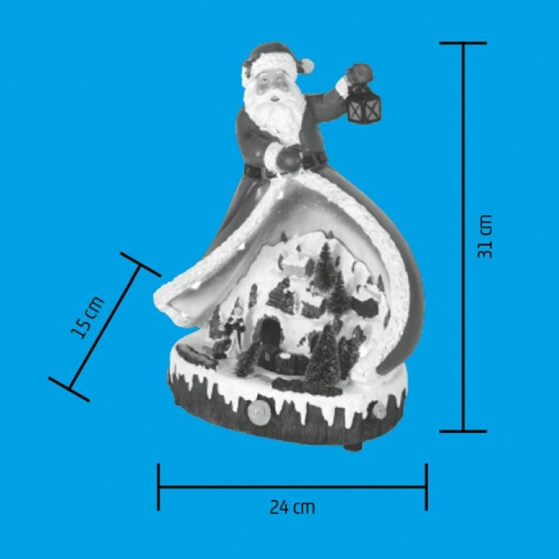 Decoratiune de Craciun Sceneta Muzicala cu ornament Mos Craciun si Trenulet 31 cm