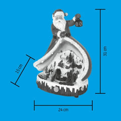 Decoratiune de Craciun Sceneta Muzicala cu ornament Mos Craciun si Trenulet 31 cm