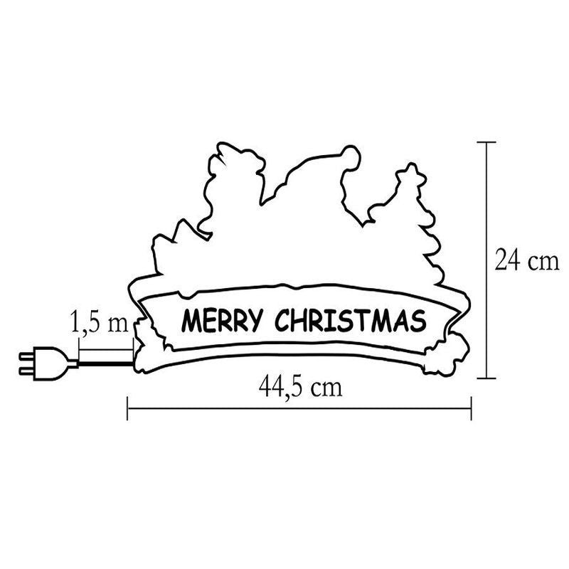 Decoratiune fereastra Merry Christmas 20 becuri albe 230v 24 cm Home