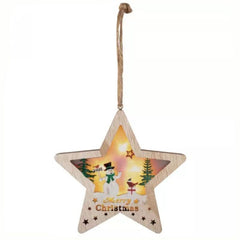 Decoratiune Stea Iluminata Led pentru Usa sau Geam temporizator lemn 17 cm