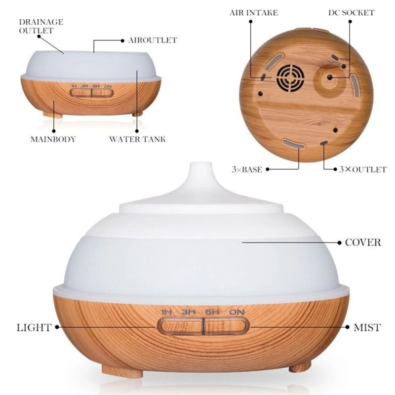 Difuzor de arome cu Ultrasunete 300 ml lumina ambientala 7 culori Timer