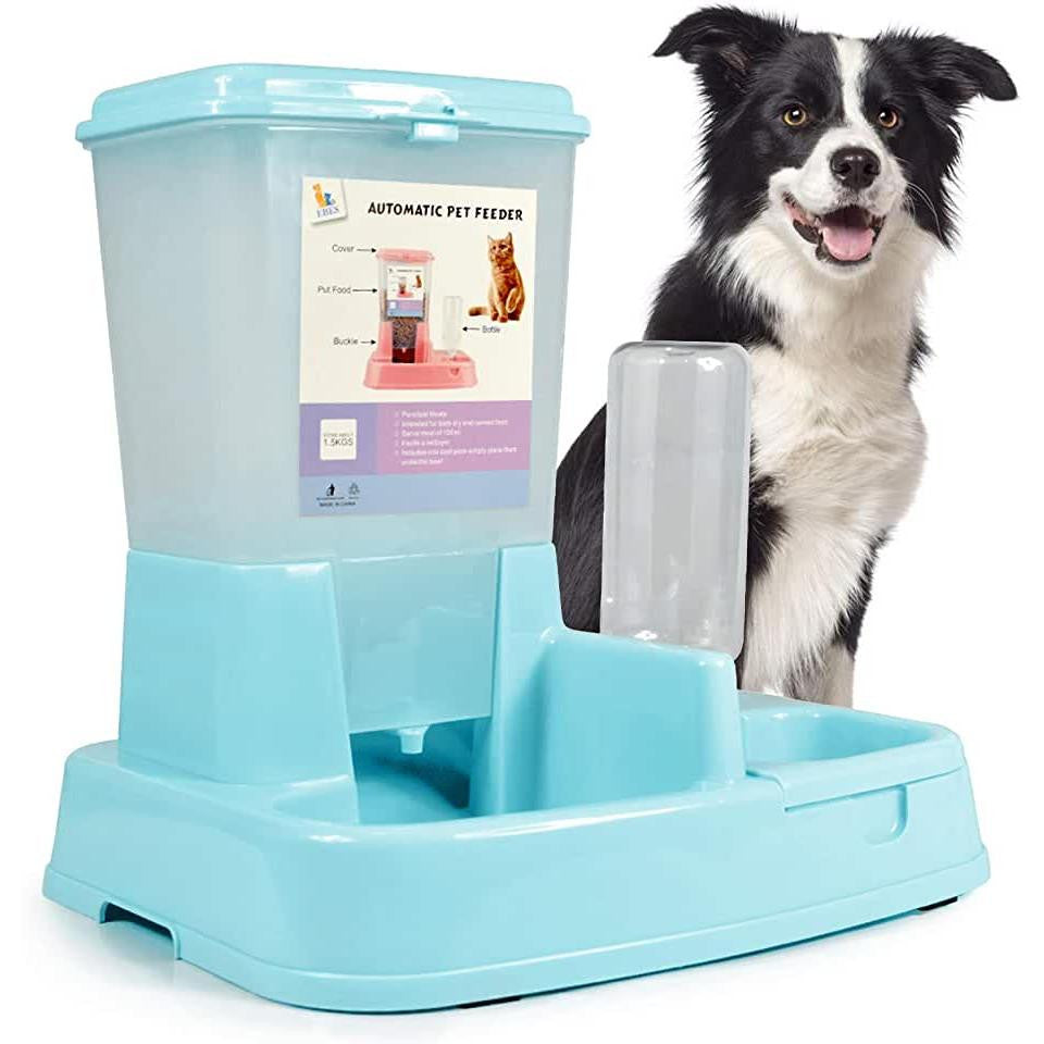 Distribuitor de alimente si apa pentru animale 2in1 culoare Albastru