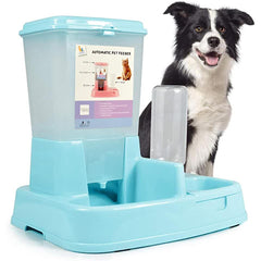Distribuitor de alimente si apa pentru animale 2in1 culoare Albastru