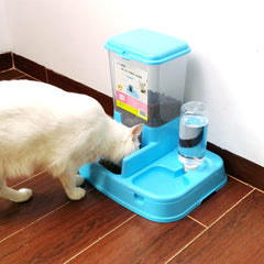 Distribuitor de alimente si apa pentru animale 2in1 culoare Albastru