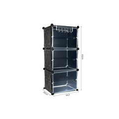 Dulapior depozitare incaltaminte modular 6 polite plastic 93x445x30 cm negru