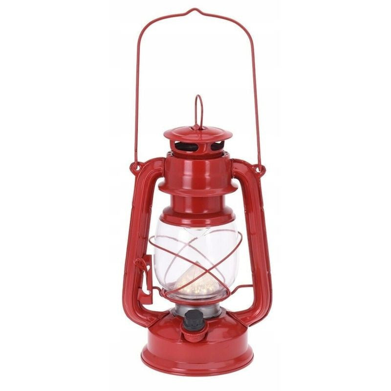 Felinar retro 16 led-uri alb cald maner transport agatatoare metal culoare rosu