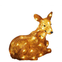 Figurina luminoasa caprioara cu pui 50 led-uri alb cald interiorexterior acril