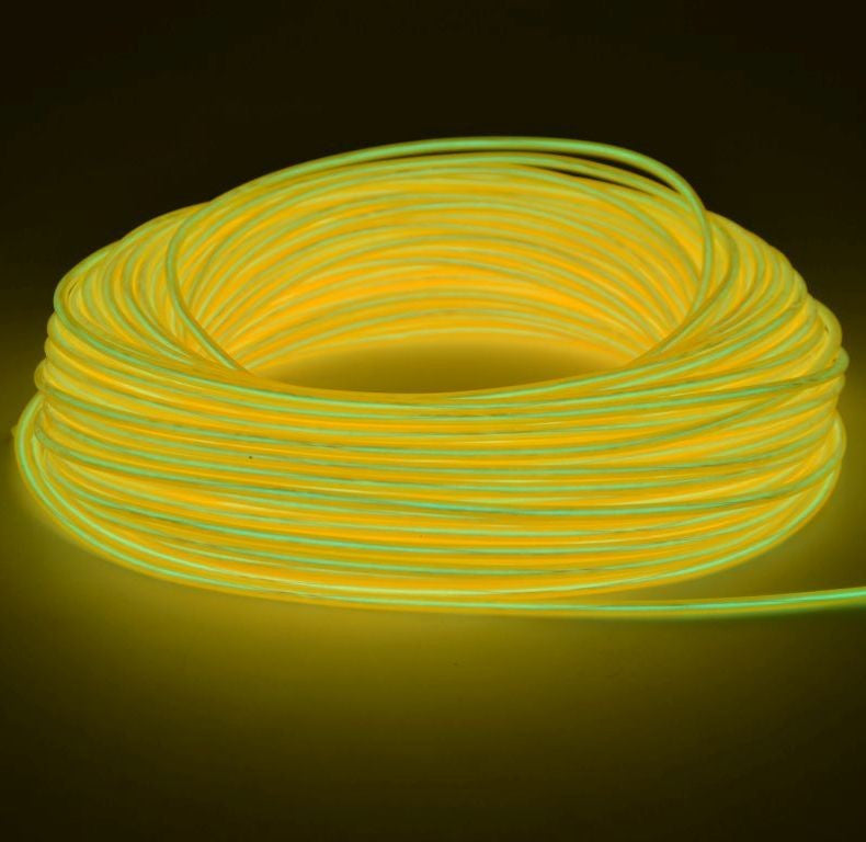Fir cu lumina ambientala pentru auto neon flexibil 32 mm culoare galben
