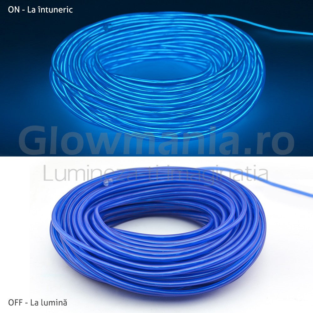 Fir electroluminescent neon flexibil el wire 32 mm culoare albastru deschis