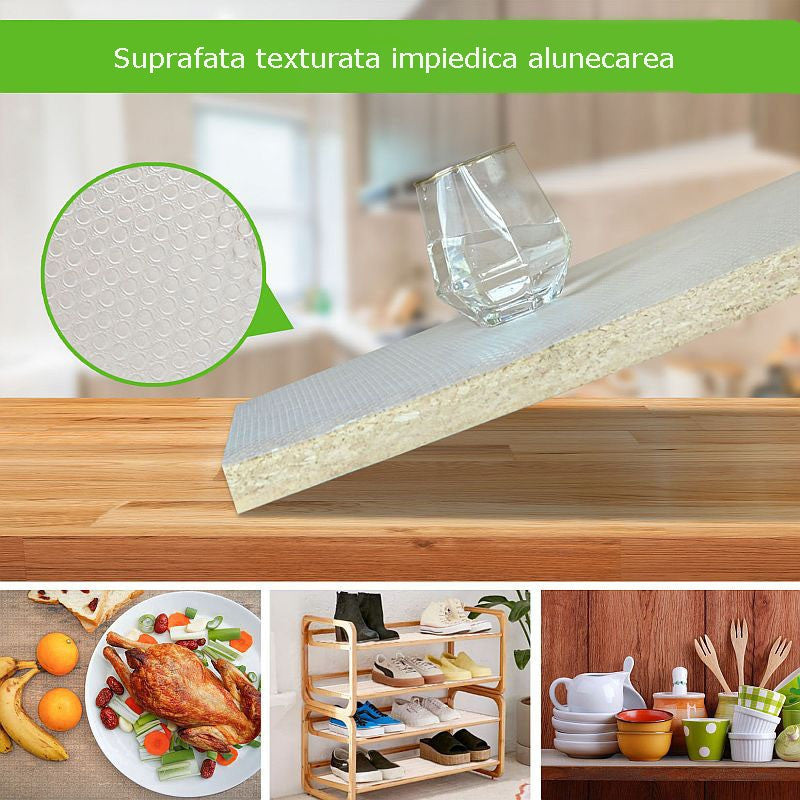Folie antiaderenta eva pentru raft sertare lavabila impermeabila protectie suprafete rola 30.5x600 cm