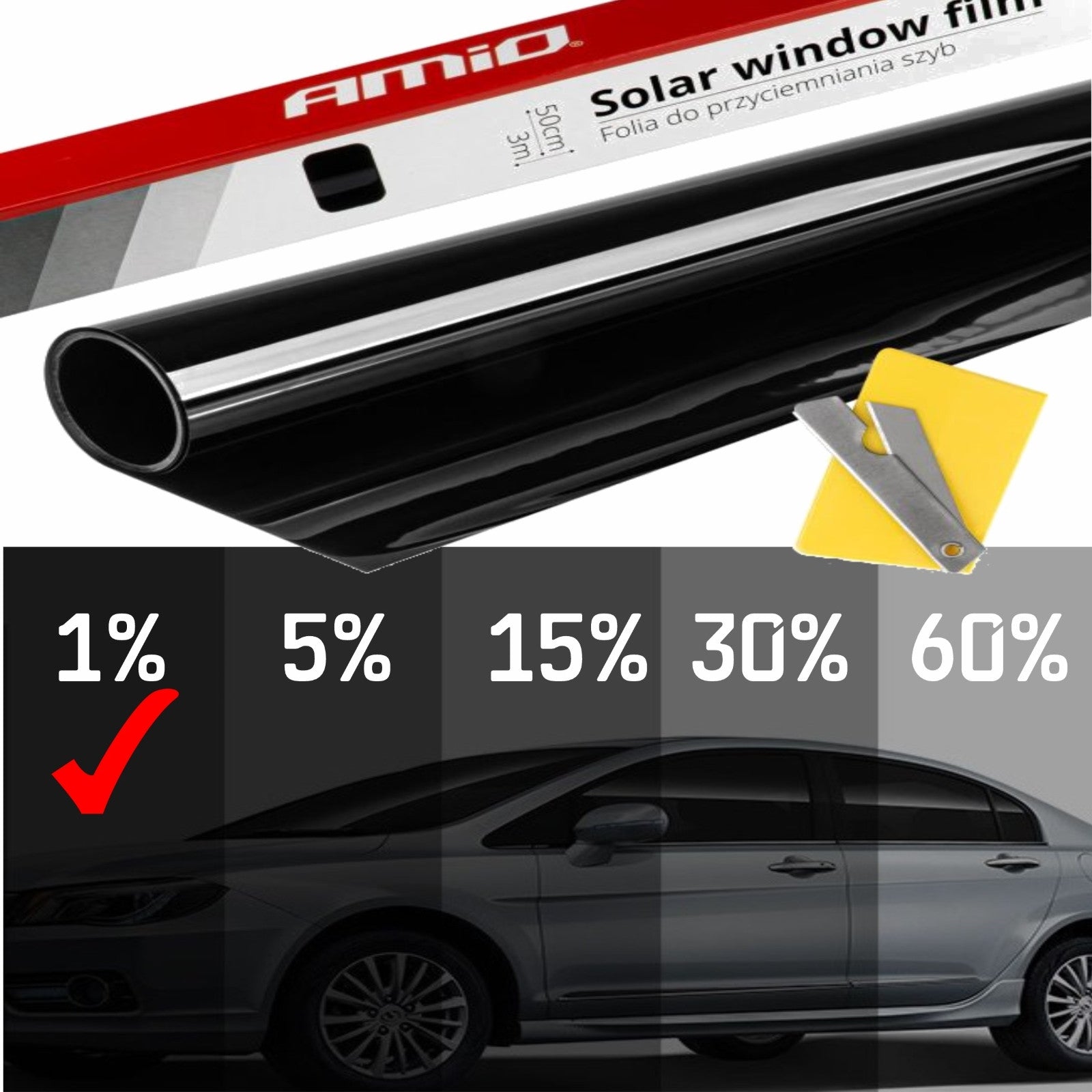 Folie Fumurie pentru Geamuri Auto Mega Dark Black 0.75x3m (1%)