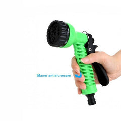 Furtun de gradina cu pistol extensibil de la 5-15 m control apa fle-ibil verde