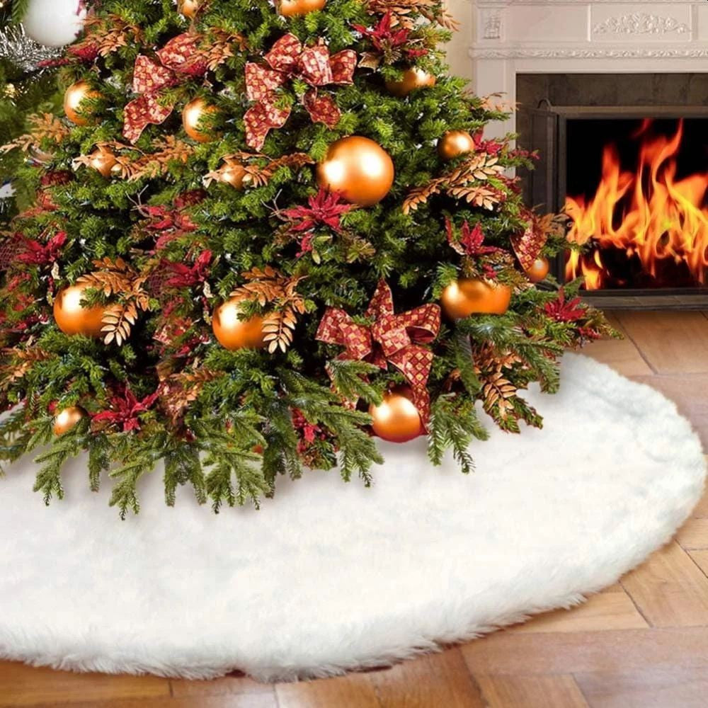 Fusta covor blanita alba pentru brad de craciun diametru 120 cm pufoasa aspect zapada