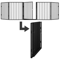 Gard de protectie semineu pentru copii si animale de companie 304x75 cm asamblare versatila grilaj metalic negru